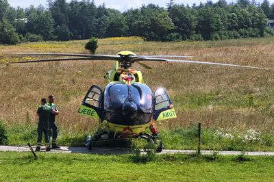 Lægehelikopteren var i aktion.