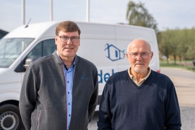 Direktør Michael Jespersen (tv) og Ivan V. Mortensen, stifter og medejer af Idé-huse i Grønbjerg.