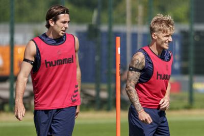 Daniel Wass (til højre) bliver en vigtig støtte for Luis Binks, der er blevet udnævnt til anfører i Brøndby.