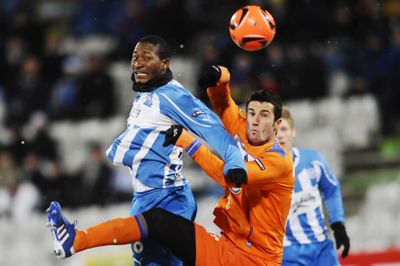 Kalilou Traore ses her i en europæisk kamp for OB mod spanske Getafe.