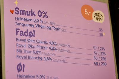 Samtlige af Smukfests 70 barer tilbyder ligesom sidste år alkoholfrie drikkevarer, som står øverst på menukortene.