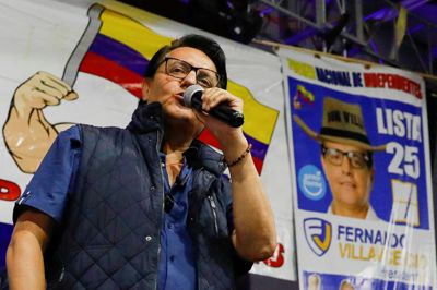 Fernando Villavicencio taler ved et vælgermøde 9. august 2023 i Quito, hvor han samme dag blev skudt og dræbt. Han var kandidat til præsidentvalget i Ecuador.