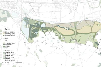 Energibåndet er en stor plan, som skal føre til 100 hektar erhvervsudvikling, 380 hektar naturgenopretning, 120 hektar solceller og fem 150 meter høje vindmøller i et 5,7 kilometer bredt bånd mellem Knudmosesøerne i vest og grænsen til Ikast-Brande Kommune i øst. Tidligere lød planen på otte lidt lavere vindmøller, men der produceres ikke længere møller lavere end 150 meter. I planen beskrives naturen som både vådnatur, skovrejsning og lysåben natur, og den skal fungere som afskærmende beplantning for solcellerne og erhvervsområdet. Det er intentionen, at naturområderne skal være offentligt tilgængelige og dermed af rekreativ værdi. Virksomhederne i erhvervsområdet skal forsynes med lokal strøm direkte fra vindmøllerne og solcellerne.