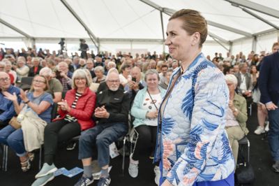 Mette Frederiksen kender skibonitternes holdning til seminariet. Her er hun fotograferet til Skivemødet i 2022.