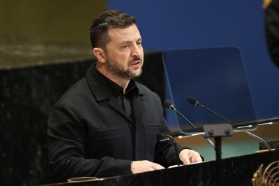 Ukraines præsident, Volodymyr Zelenskyj, ventes tirsdag at mødes med Donald Trump i forbindelse med FN's Generalforsamling i New York. Her ses Zelenskyj under FN's Generalforsamling i september sidste år.