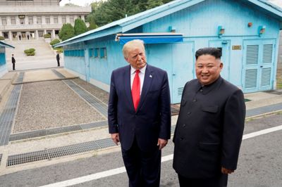 Kim Jong-un mødte USA's præsident, Donald Trump, i den demilitariserede zone mellem Nord- og Sydkorea i 2019.
