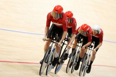 Danmarks banelandshold under kvalifikationen i Shanghai, hvor holdet torsdag sikrede sig det fjerde VM-guld i træk.