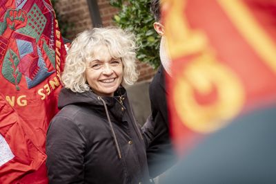 Dorthe Boe Danbjørg, der er forkvinde i Dansk Sygeplejeråd, da hun ankommer til forhandlingerne for regionalt ansatte i København torsdag den 8. januar 2026.