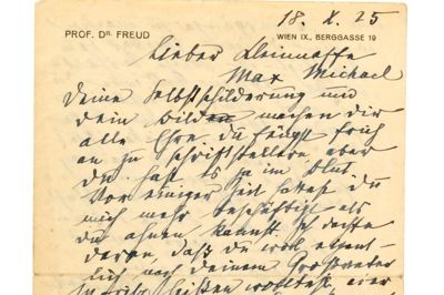 Freuds håndskrevne brev til sin grandnevø dateret til 1925.