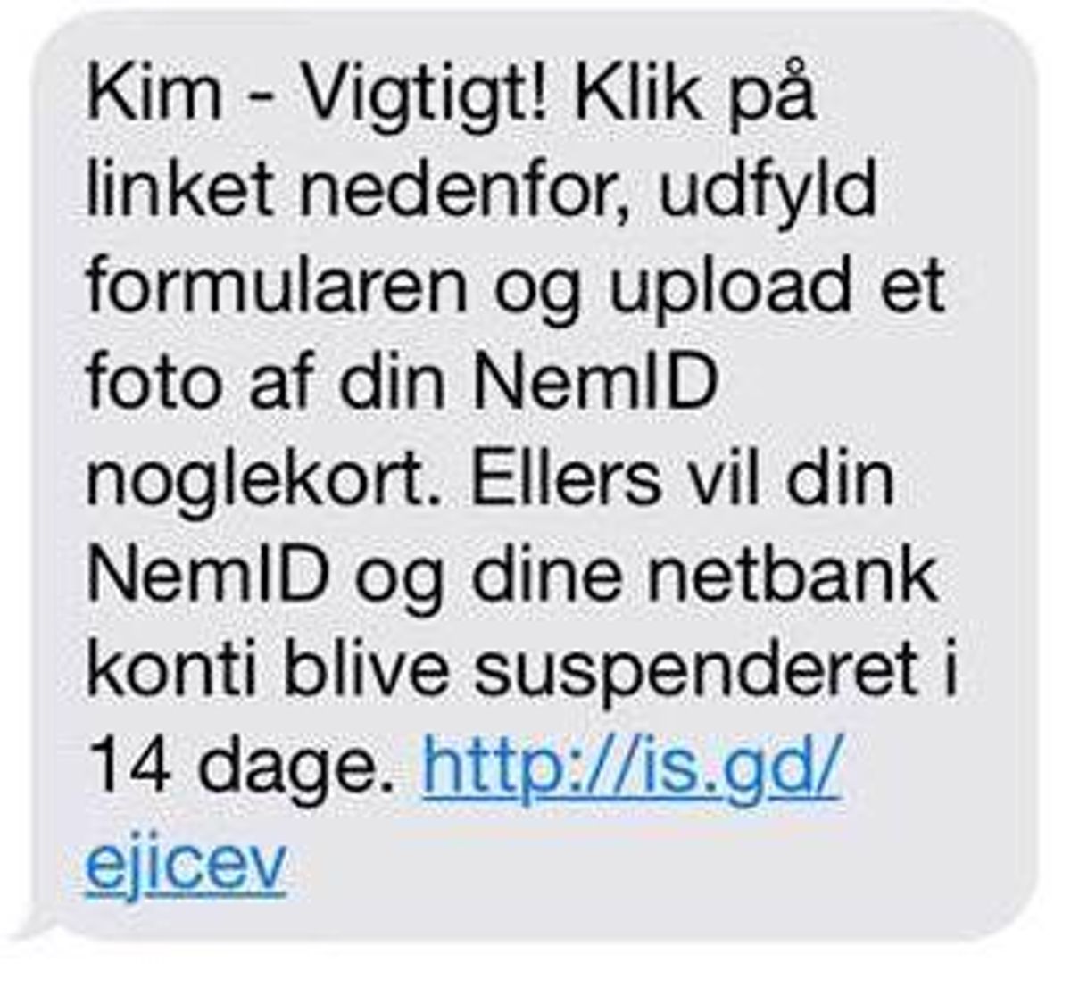 Det er denne form for sms-beskeder, du skal ignorere. Foto: Nets