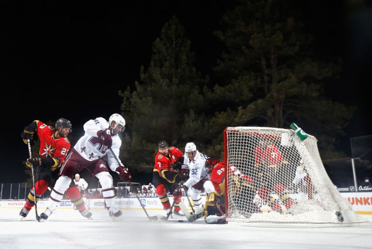 Colorado Avalanche førte, da kampen mod Vegas Golden Knights blev afbrudt, og endte også med at vinde kampen. Foto: Christian Petersen/AFP