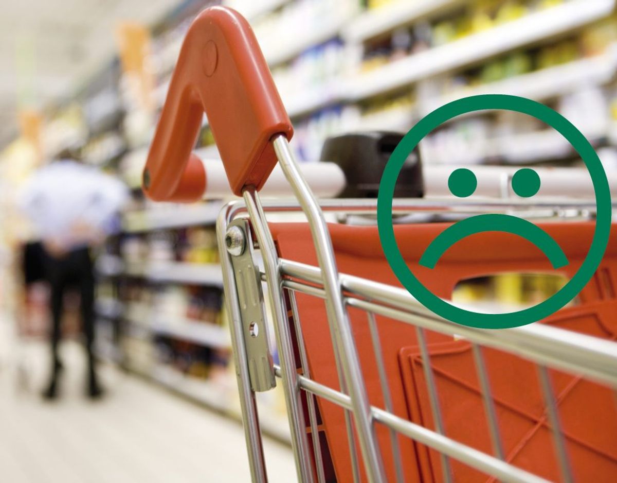 Besøget kostede butikken en sur smiley og en bøde. Foto/grafik: Genreforo/Fødevarestyrelsen.