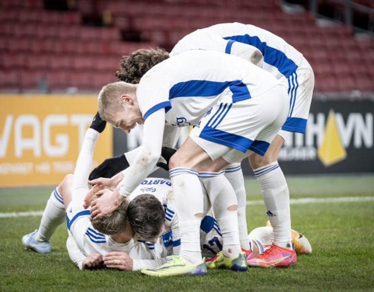 FC Københavns spillere jubler efter scoring under 3F Superliga-kampen mellem FC København og Sønderjyske. Foto: Mads Claus Rasmussen/Scanpix