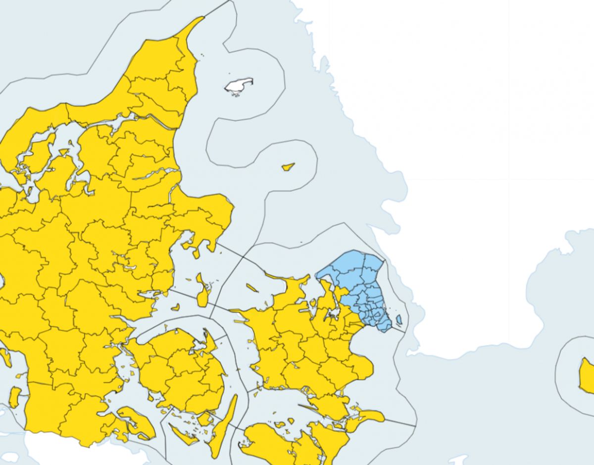 Store dele af Danmark kan forvente tæt rimtåge i morgentimerne tirsdag. Foto: DMI