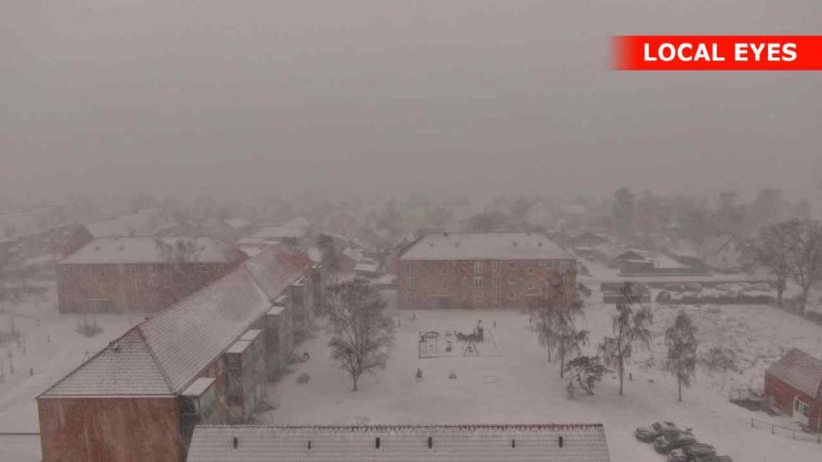 Kraftig snefald over Korsør. Foto: Local Eyes.