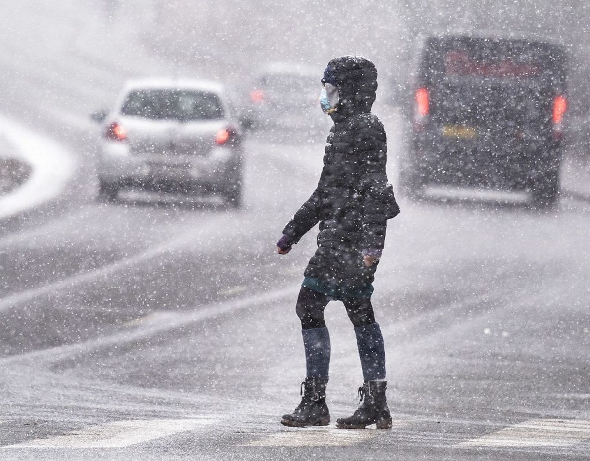 Sneen falder den 15. februar igen over Danmark. Her er vi i Aalborg. Foto: Henning Bagger/Ritzau Scanpix