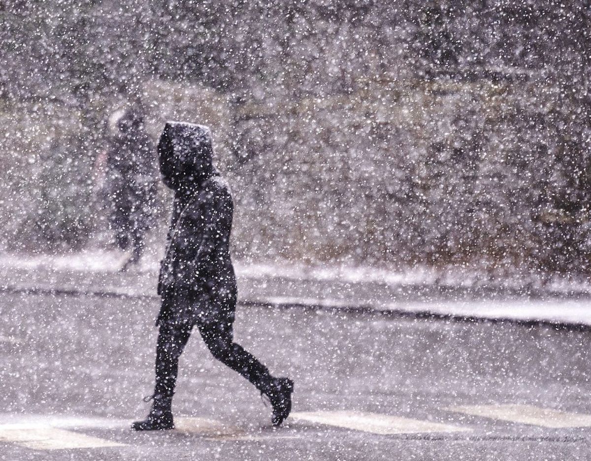 Sneen falder den 15. februar igen over Danmark. Her er vi i Aalborg. Foto: Henning Bagger/Ritzau Scanpix