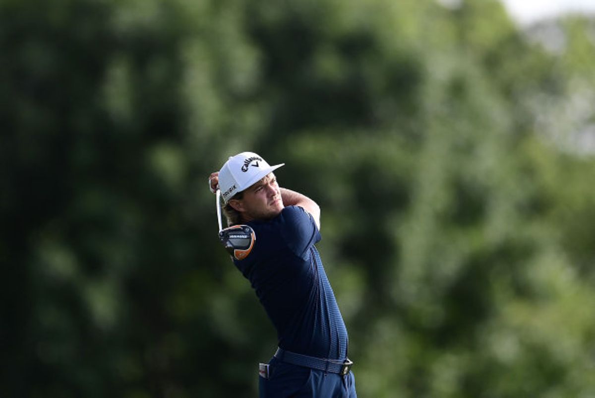 Sebastian Cappelen lavede syv birdies på fredagens runde af PGA-turnering på den berømte Pebble Beach-bane i Californien. Danskeren er på en delt 25.-plads inden weekendens finalerunder. (Arkivfoto) Foto: Stacy Revere/AFP