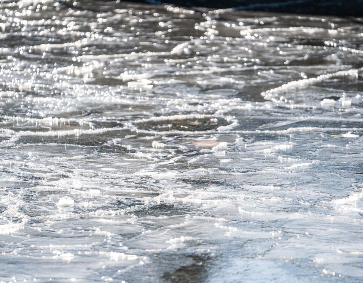 Efter flere dage – og nætter – med frost er også kanalerne i københavn frosset til is. Her er det Frederiksholms Kanal. Foto: Emil Helms/Ritzau Scanpix