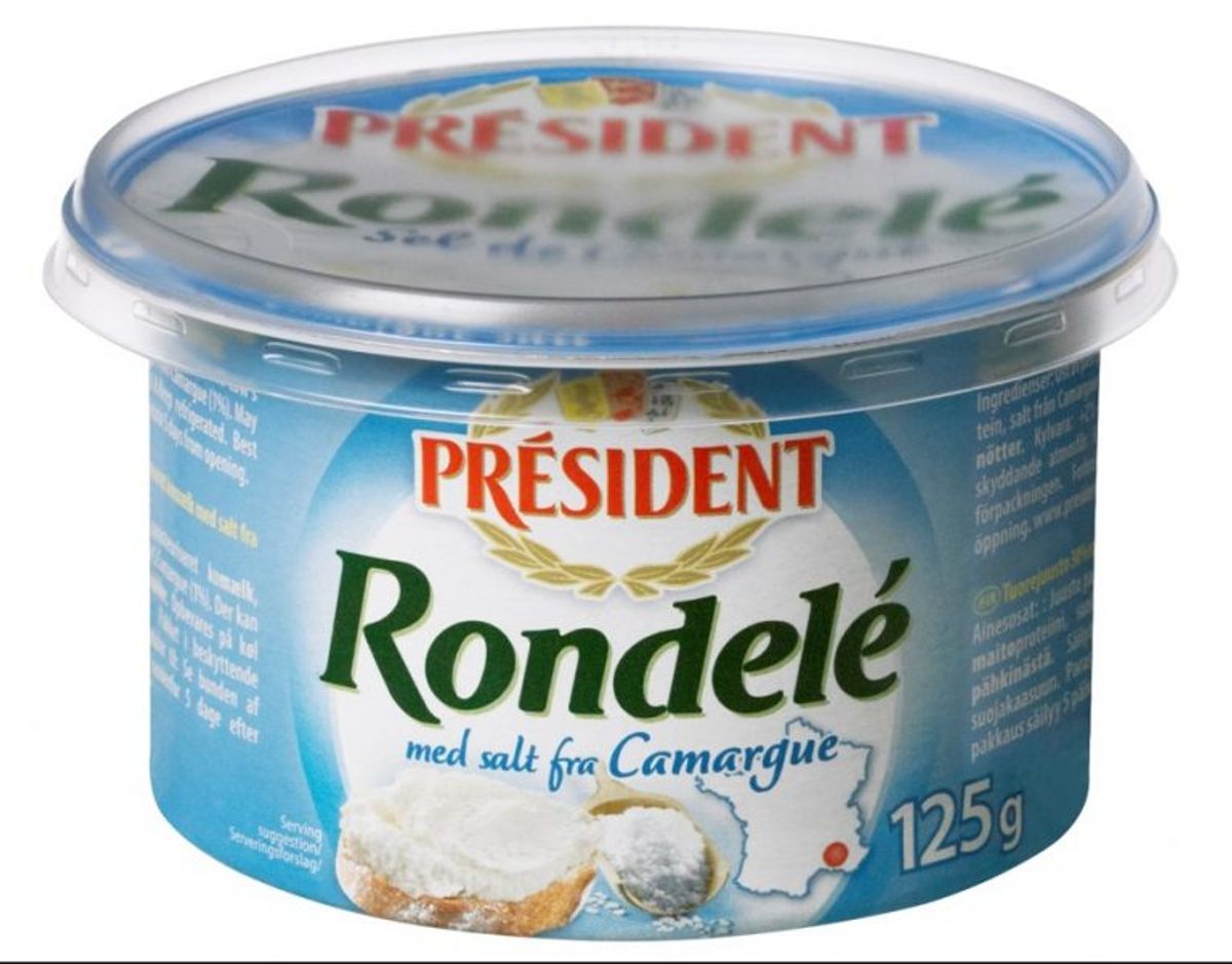 Produktet Président Rondelé med havsalt trækkes nu tilbage som følge af mugfund. Foto: Fødevarestyrelsen.