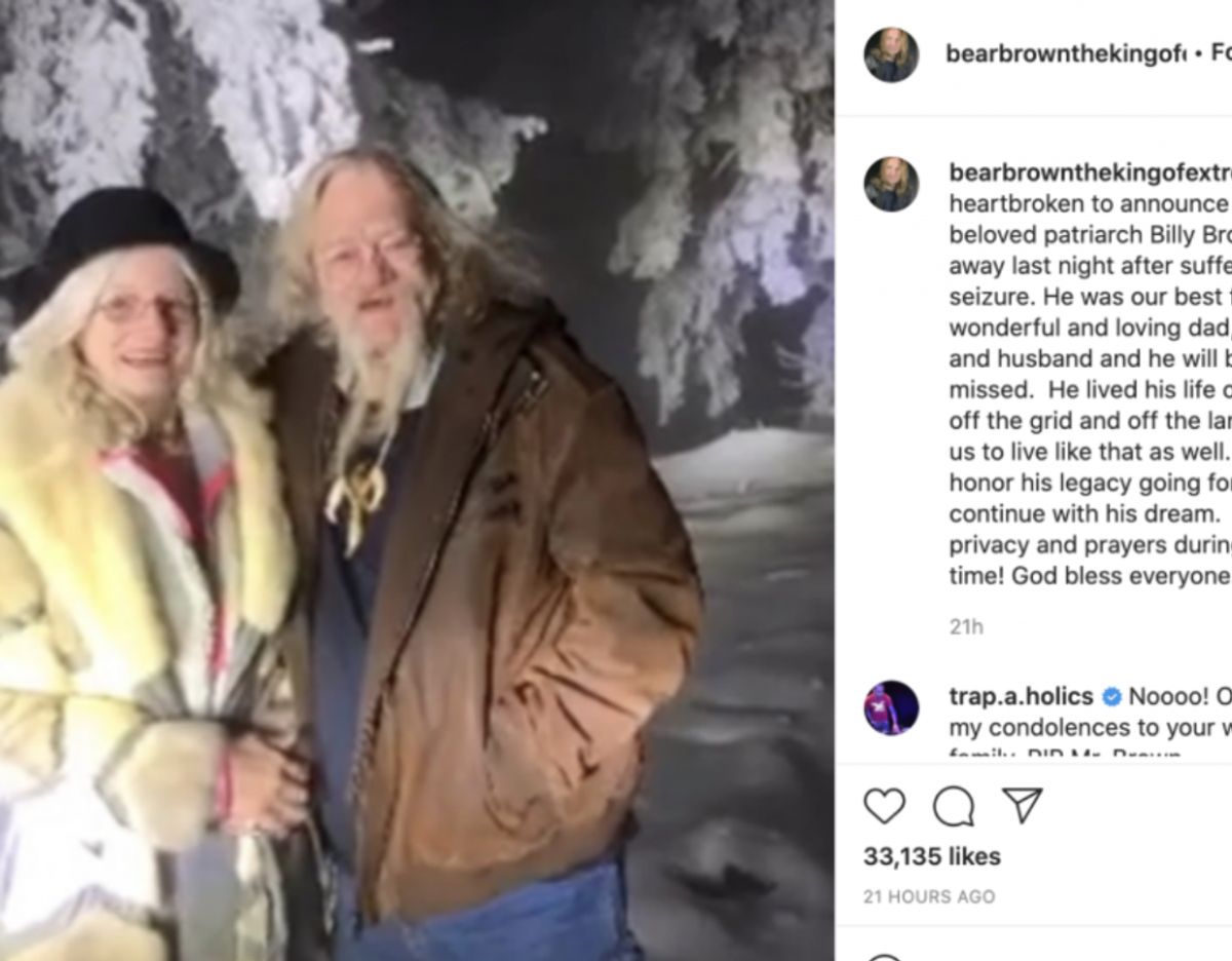 Sønnen Bear fortæller her om faderens død på Instagram.