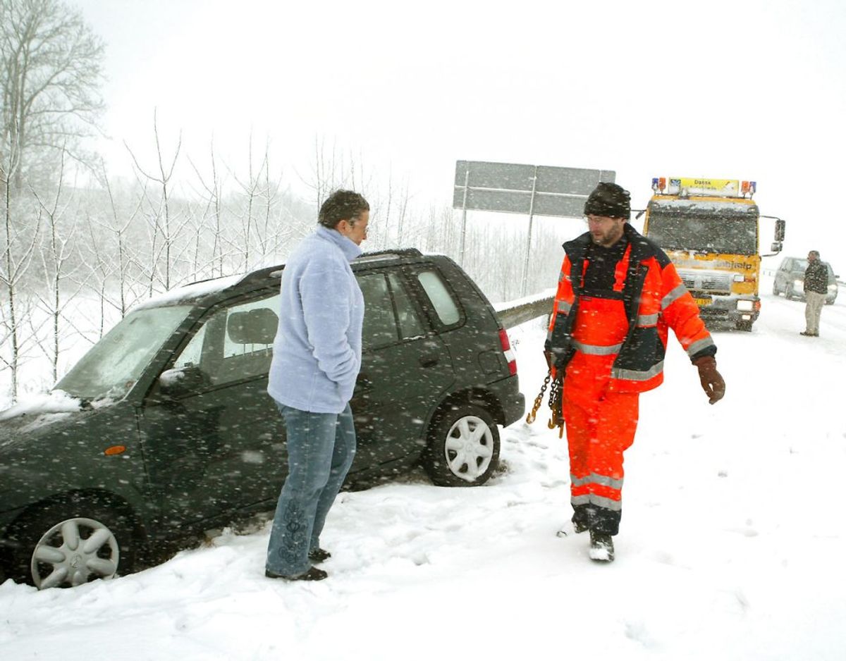 Det voldsomme vintervejr har betydet, at tusindvis af bilister har brug for vejhjælp.Arkivfoto: Ernst van Norde/Ritzau Scanpix