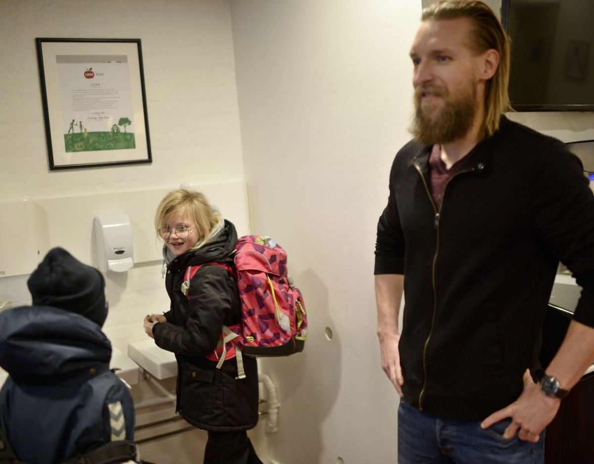 Her skolestart på Tved Skole ved Svendborg. Foto: Scanpix/Tim K. Jensen