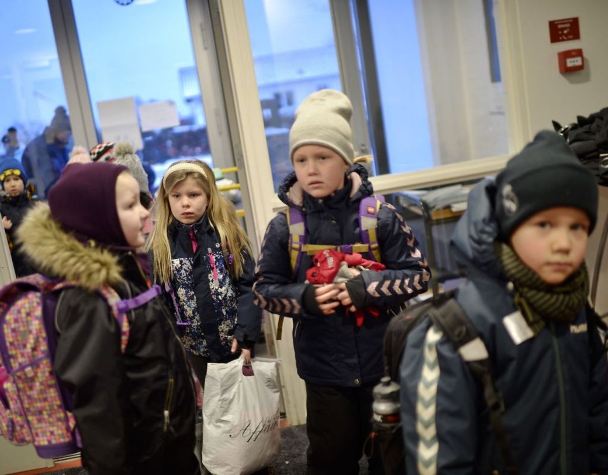 Her skolestart på Tved Skole ved Svendborg. Foto: Scanpix/Tim K. Jensen