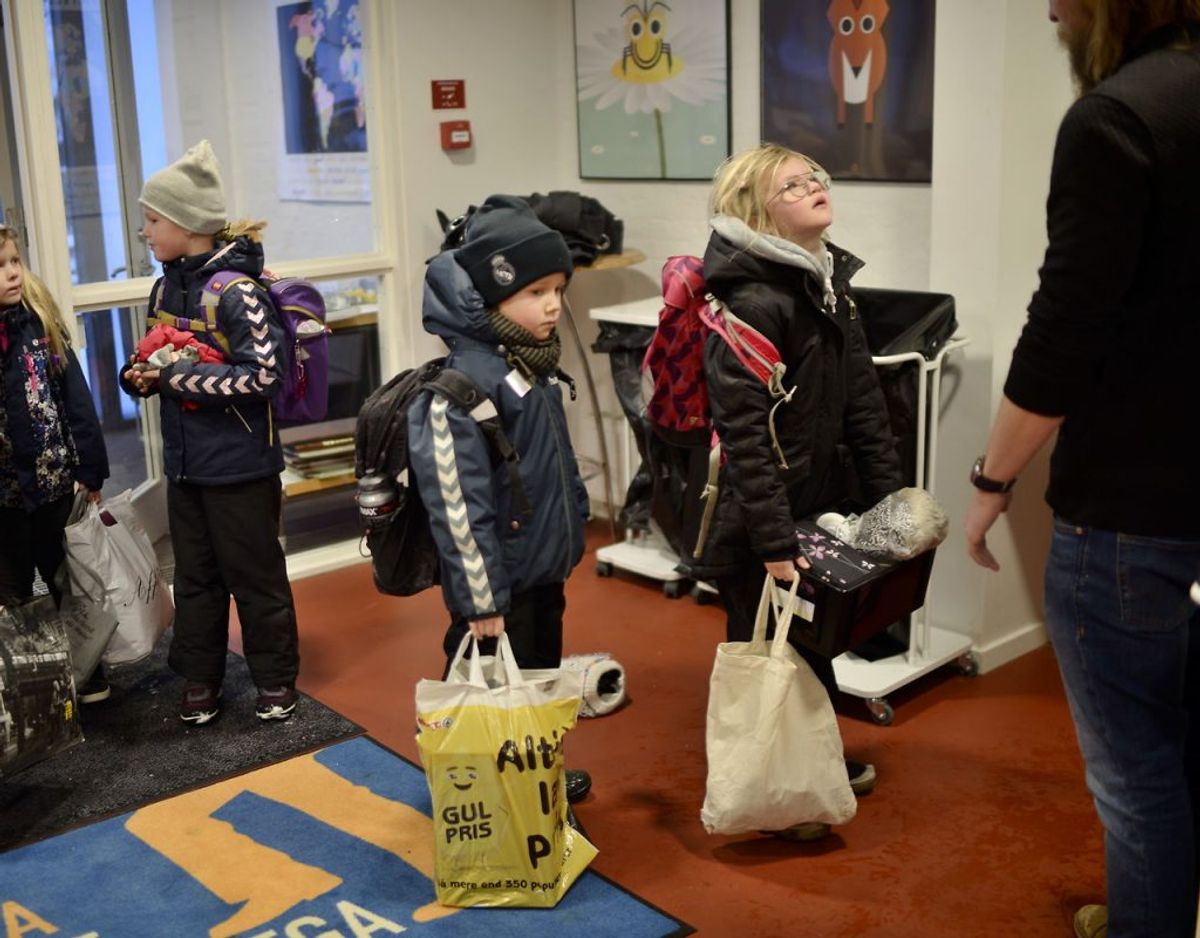 Her skolestart på Tved Skole ved Svendborg. Foto: Scanpix/Tim K. Jensen