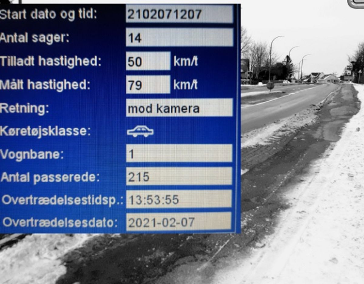 En bilist havde en noget underlig undskyldning efter sin fart-bommert. Foto: Syd- og Sønderjyllands Politi.