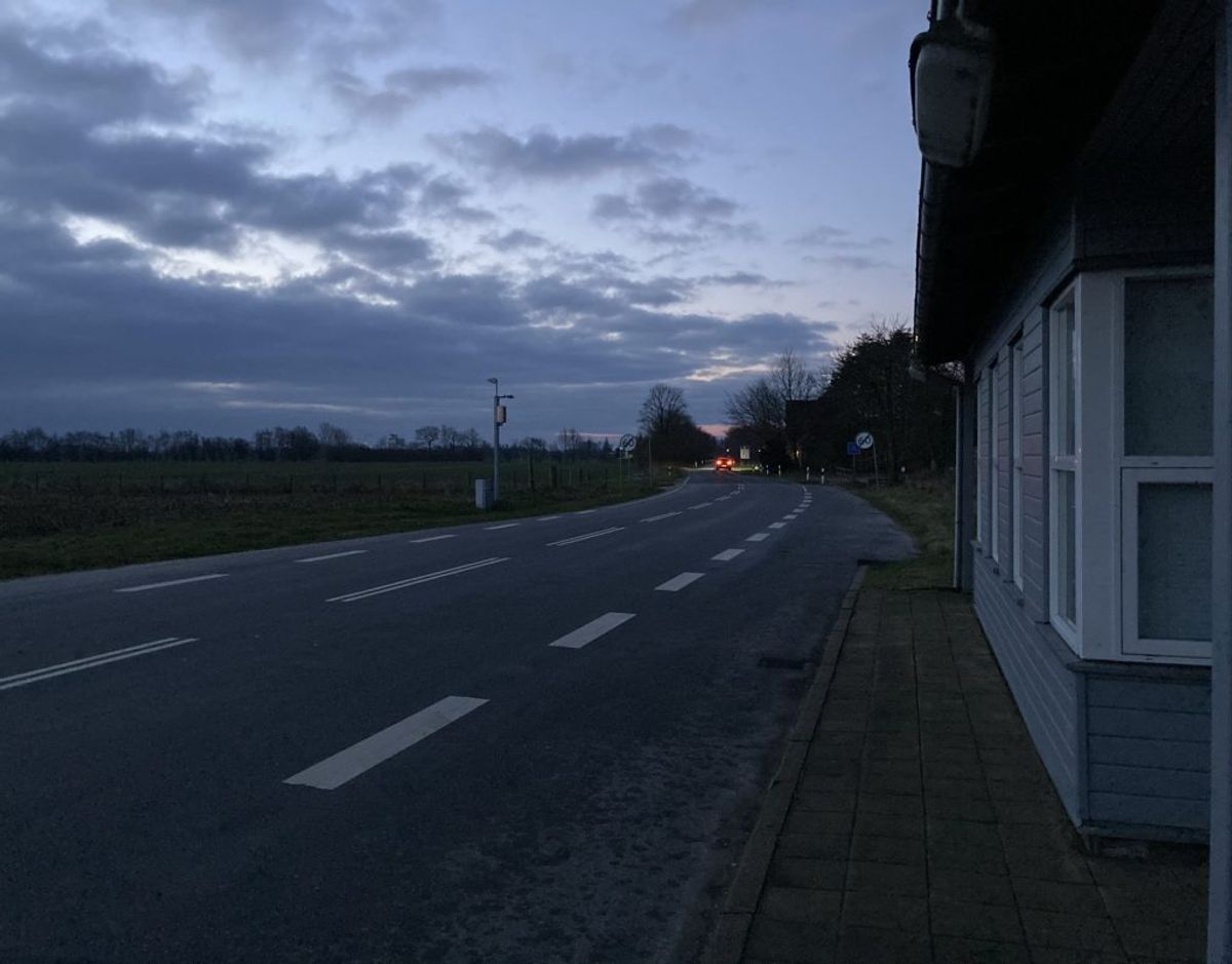 Pebersmark grænseovergang, klokken 8.00 fredag. Foto: Nicklas Skyum Clausen