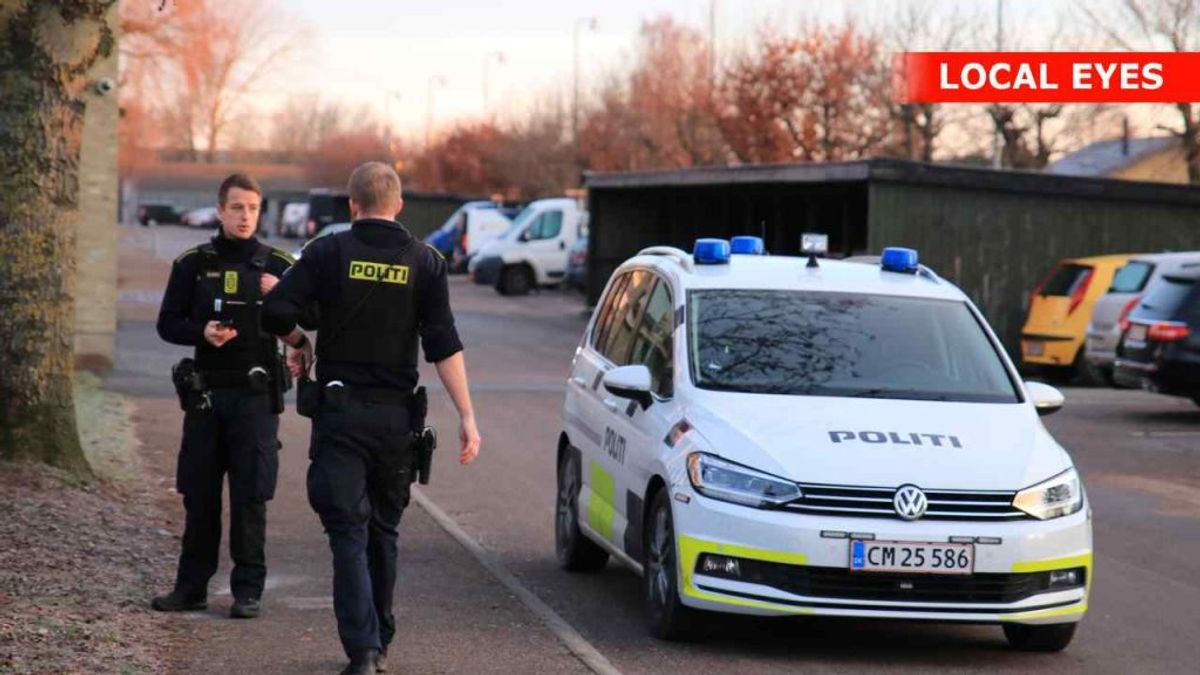 Politiet bevogter gerningsstedet i Køge. Foto: Local Eyes