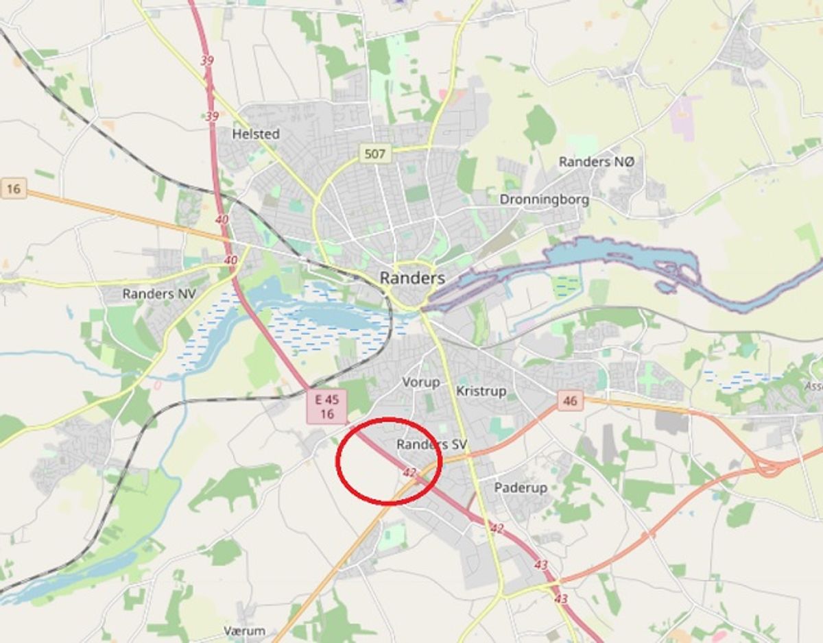 Det er her, der er spærret. Foto: ©OpenStreetMap-bidragsydere.