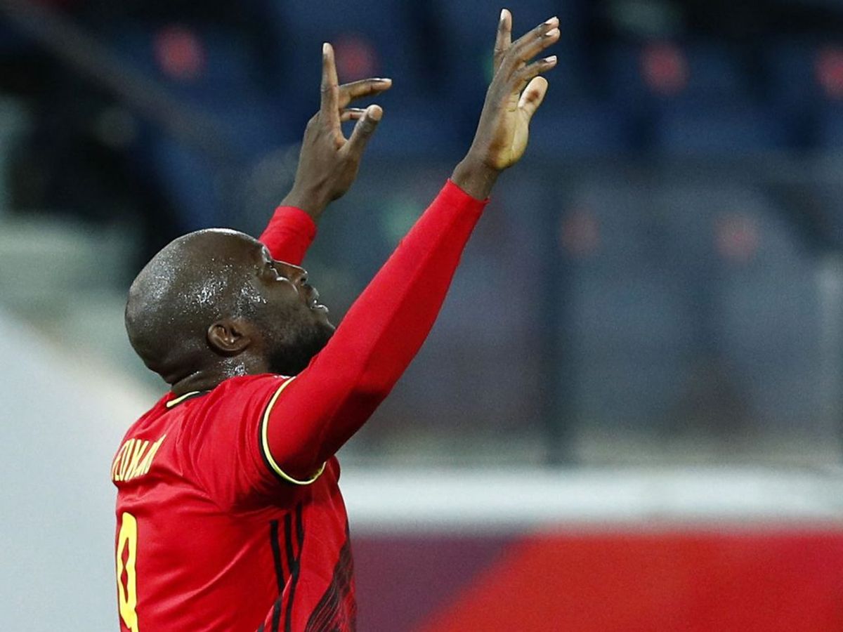 Belgiens Romelu Lukaku fejrer sin scoring. Foto: Francois Lenoir/Scanpix.