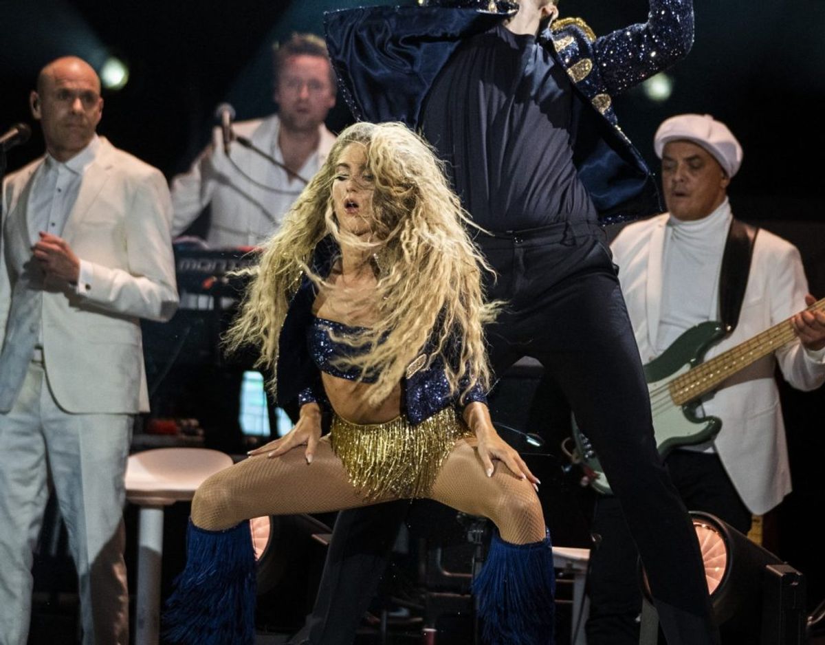 Emili Sindlev og dansepartner Mads Vad opnåede 43 point for deres Beyoncé-inspirerede showdans. – Foto: Scanpix.