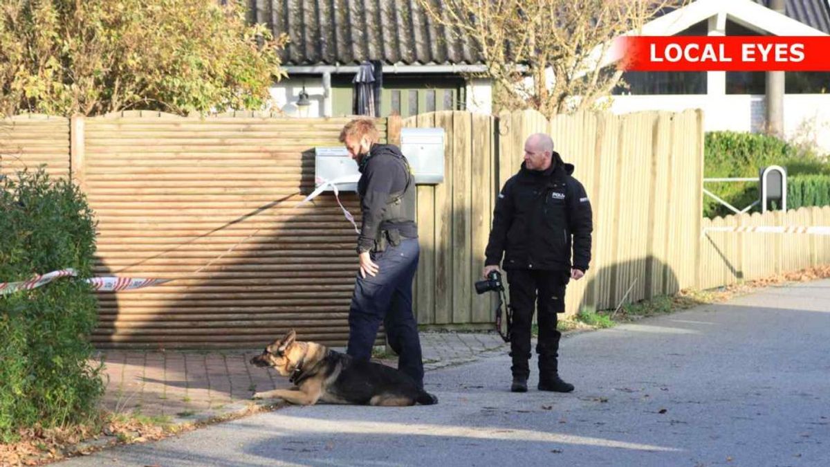 I løbet af mandagen har politiets tekniker og hunde undersøgt huset i Frederikssund. Foto: Local Eyes