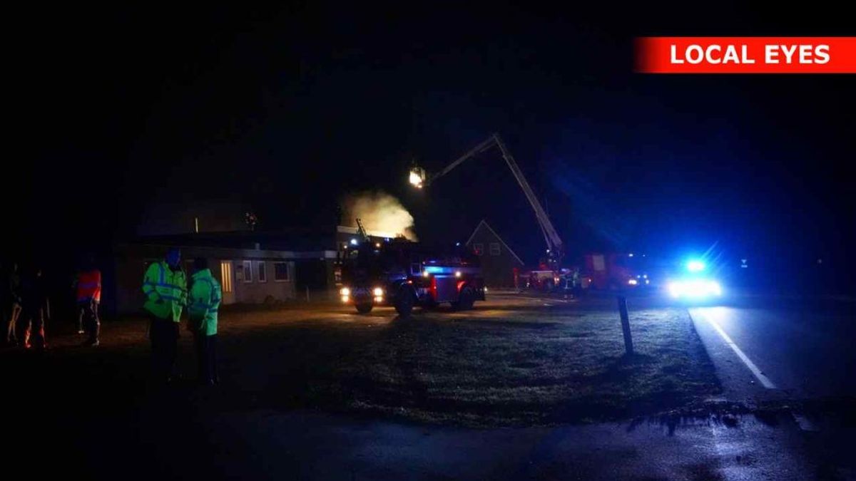Politi og brandvæsen rykkede massivt ud. Foto: Local Eyes