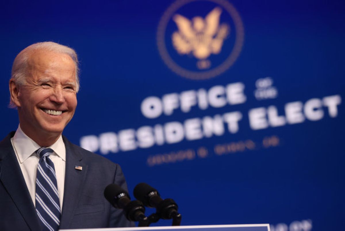 Joe Biden på tirsdagens pressemøde i hovedkvarteret i Wilmington, Delaware. Foto: Jonathan Ernst/Reuters