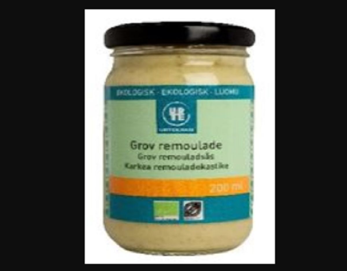 Det er denne grove remoulade fra Urtekram/Midsona, der kaldes tilbage. Foto: Fødevarestyrelsen.
