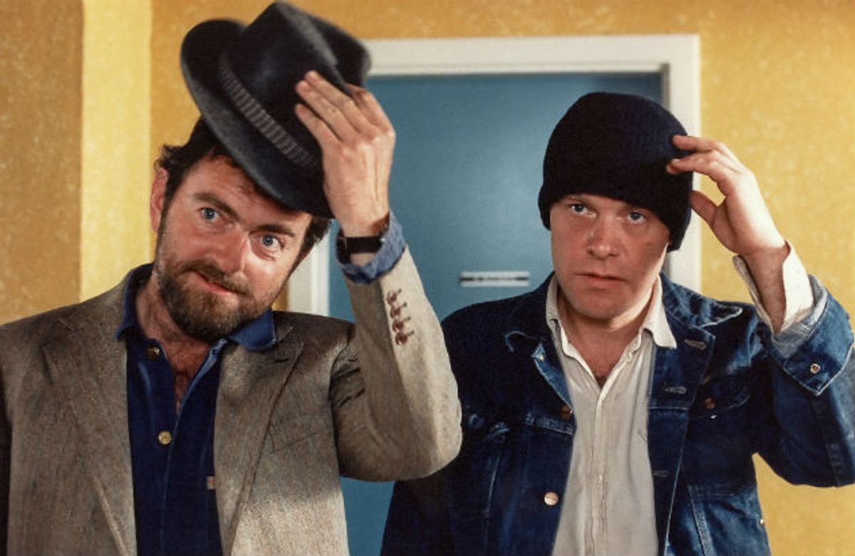 Her ses Erik Clausen sammen med Kim Larsen i filmen “Midt om natten”. Foto: Rolf Konow (Arkivfoto)
