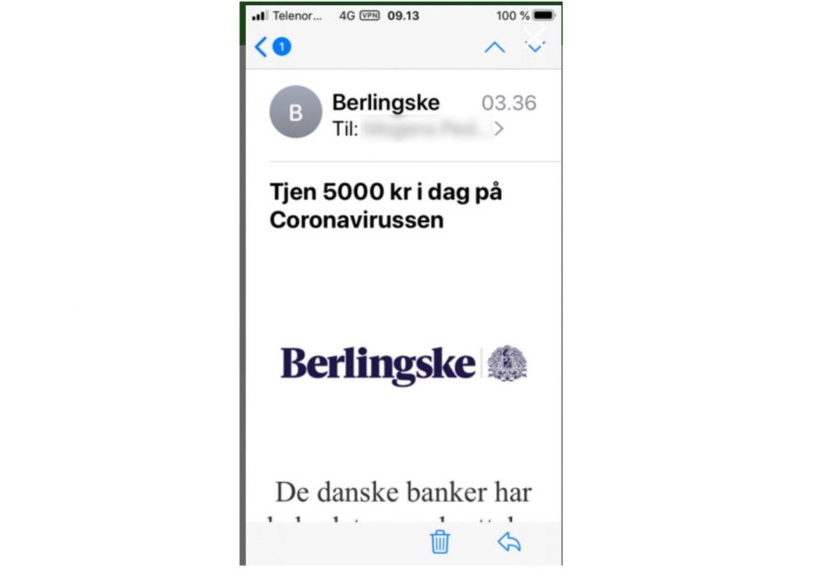 Denne mail er ikke fra Berlingske. Foto: Mit Digitale Selvforsvar