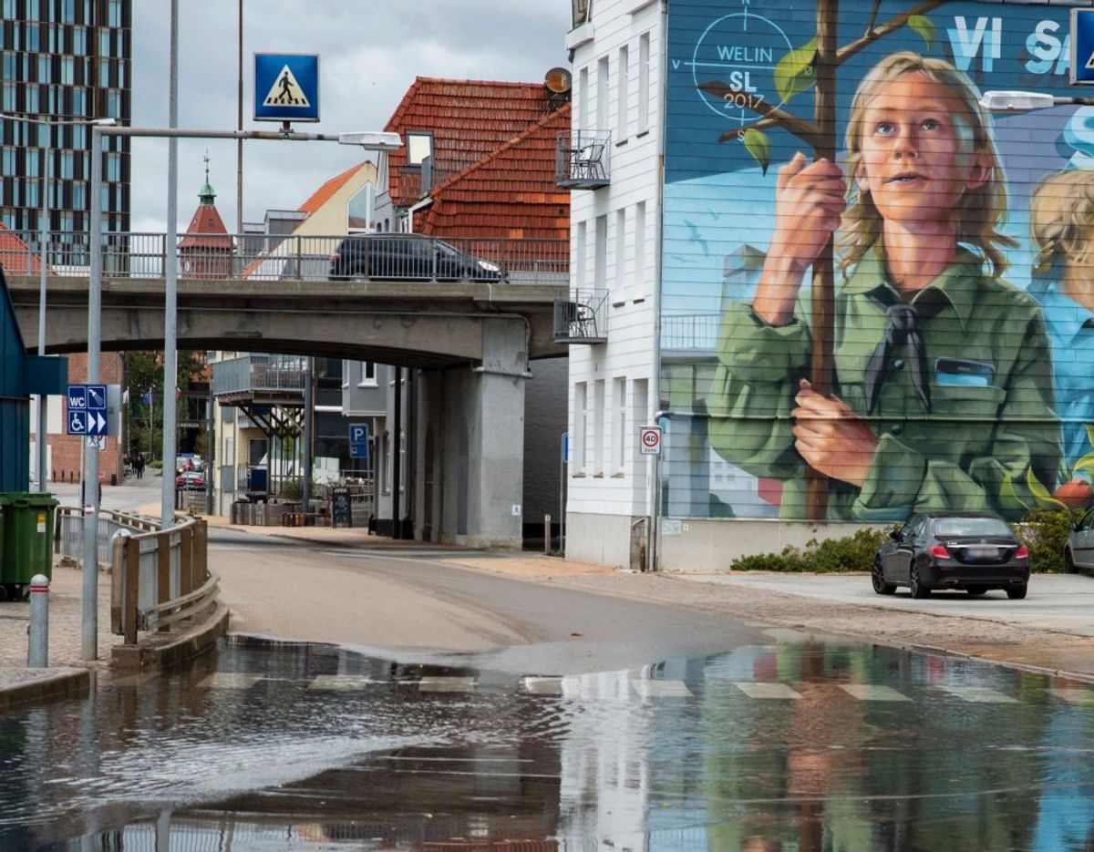 Sønderborg har – som så ofte før – oplevet stigende vandmasser. Foto: Presse-fotos.dk