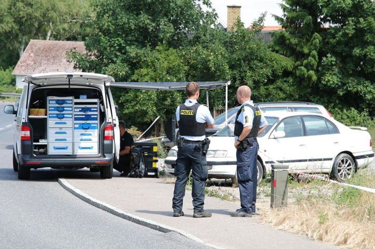 Politiet efterforsker søndag den 8. juli 2018 et drab, som blev begået på Mullerupvej 11 søndag morgen. Foto: Mathias Øgendal/Ritzau Scanpix
