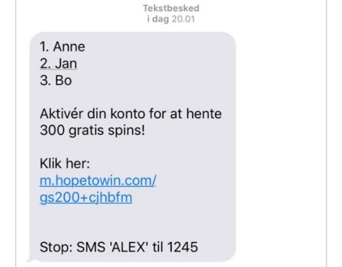 Sådan kan svindelbeskeden ser ud. Foto: Mit Digitale Selvforsvar.