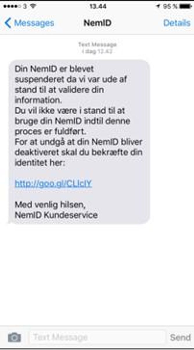 Det er denne form for sms-beskeder, du skal ignorere. Foto: Nets