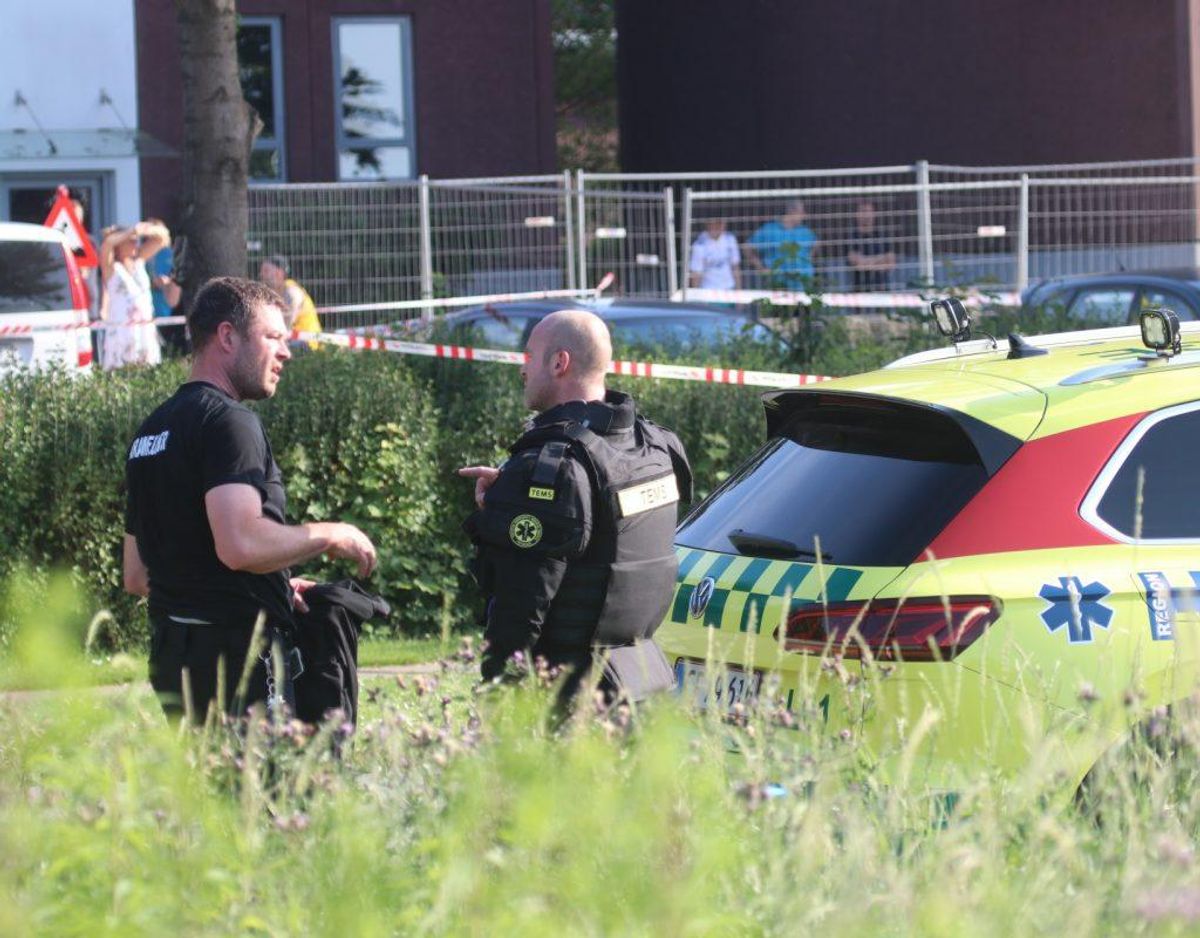 Politiet rykkede ud om aftenen tirsdag den 25. juni 2019. Foto: Presse-fotos.dk.