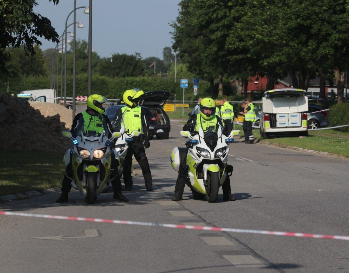 Politiet rykkede ud tirsdag den 25. juni om aftenen. Foto: Presse-fotos.dk.