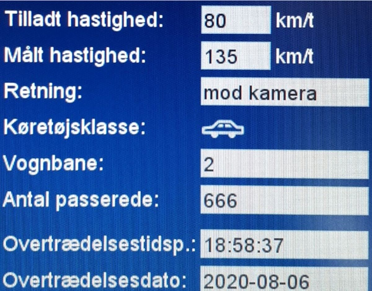 Så stærkt gik det torsdag aften på Tinglevvej. Foto: Syd- og Sønderjyllands Politi.