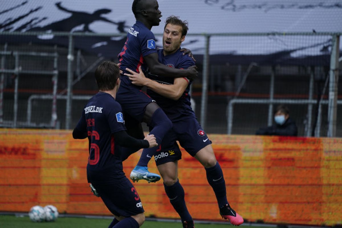 Lidt heldigt bragte Erik Sviatchenko FC Midtjylland på 1-0. Foto: Claus Bech/Scanpix