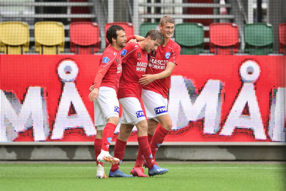 Det var kun Silkeborg-spillerne, der havde noget at glæde sig over i kampen mod Lyngby. Foto: Bo Amstrup/Scanpix